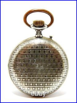 Pocket Watch Hand Winding Dial Porcelain Open Face 53mm Case Steel Working