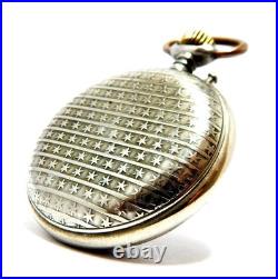 Pocket Watch Hand Winding Dial Porcelain Open Face 53mm Case Steel Working