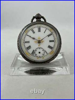 Pocket Watch Key Lift 0,800er Silver With Decorated Case, Works