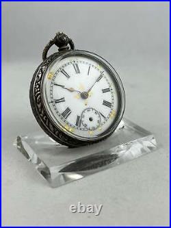 Pocket Watch Key Lift 0,800er Silver With Decorated Case, Works