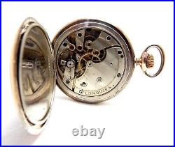 Pocket Watch LONGINES Dial Porcelain 1930c Case Gold Silver 50mm Not Working