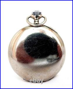 Pocket Watch LONGINES Dial Porcelain Cal. 19.75N Case Steel 51mm 1925c Working