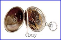 Pocket Watch LONGINES Dial Porcelain Cal. 19.75N Case Steel 51mm 1925c Working