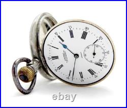 Pocket Watch LONGINES Dial Porcelain Cal. 19.95 Case Steel 53mm 1905c Working