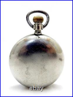 Pocket Watch LONGINES Dial Porcelain Cal. 19.95 Case Steel 53mm 1905c Working