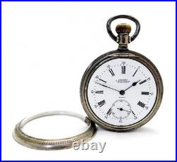 Pocket Watch LONGINES Dial Porcelain Cal. 19.95 Case Steel 53mm 1905c Working
