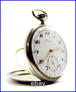 Pocket Watch LONGINES Dial Porcelain Open Face 47mm Case Steel 1925c Working