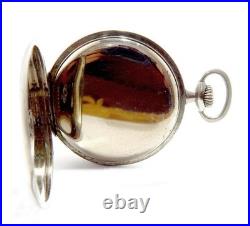 Pocket Watch LONGINES Dial Porcelain Open Face 47mm Case Steel 1925c Working