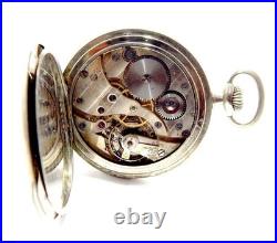 Pocket Watch LONGINES Dial Porcelain Open Face 47mm Case Steel 1925c Working