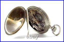 Pocket Watch LONGINES Dial Porcelain Open Face 47mm Case Steel 1925c Working