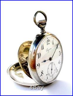 Pocket Watch LONGINES Hand Winding Dial Porcelain Case Steel 49mm Working 1910c