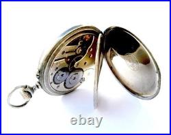 Pocket Watch LONGINES Hand Winding Dial Porcelain Case Steel 49mm Working 1910c