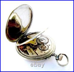 Pocket Watch LONGINES Hand Winding Dial Porcelain Case Steel 49mm Working 1910c