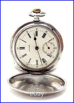 Pocket Watch LONGINES Hunter 6° Grands Prix Case Silver 50mm Circa 1915 Working
