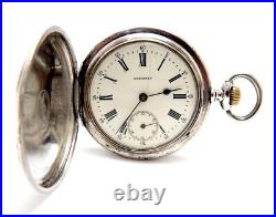 Pocket Watch LONGINES Hunter 6° Grands Prix Case Silver 50mm Circa 1915 Working