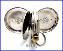 Pocket Watch LONGINES Hunter 6° Grands Prix Case Silver 50mm Circa 1915 Working