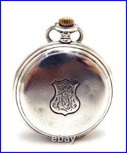 Pocket Watch LONGINES Hunter 6° Grands Prix Case Silver 50mm Circa 1915 Working