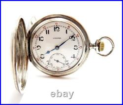 Pocket Watch LONGINES Hunter Cal 18.50 Case Silver 51mm Circa 1925 Working