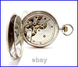 Pocket Watch LONGINES Hunter Cal 18.50 Case Silver 51mm Circa 1925 Working