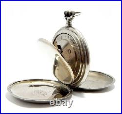 Pocket Watch LONGINES Hunter Cal 18.50 Case Steel 51mm Circa 1910 Working