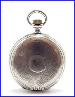 Pocket Watch LONGINES Hunter Dial Porcelain Case Silver 50mm 1910c Needs Review