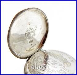 Pocket Watch LONGINES Hunter Dial Porcelain Case Silver 50mm 1910c Needs Review