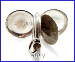 Pocket Watch LONGINES Hunter Dial Porcelain Case Silver 50mm 1910c Needs Review