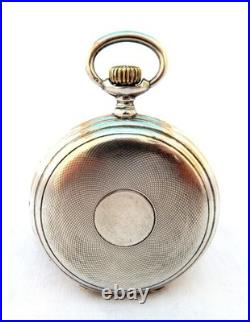 Pocket Watch LONGINES Hunter Dial Porcelain Case Silver 50mm Circa 1920 Working