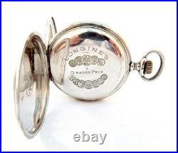 Pocket Watch LONGINES Hunter Dial Porcelain Case Silver 50mm Circa 1920 Working