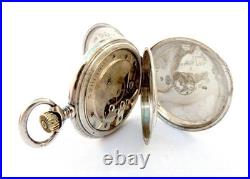 Pocket Watch LONGINES Hunter Dial Porcelain Case Silver 50mm Circa 1920 Working