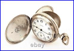 Pocket Watch LONGINES Hunter Dial Porcelain Case Silver 51mm Circa 1925 Working