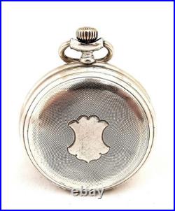 Pocket Watch LONGINES Hunter Dial Porcelain Case Silver 51mm Circa 1925 Working