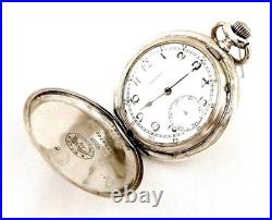 Pocket Watch LONGINES Hunter Dial Porcelain Case Silver 51mm Circa 1925 Working