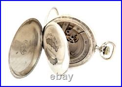 Pocket Watch LONGINES Hunter Dial Porcelain Case Silver 51mm Circa 1925 Working