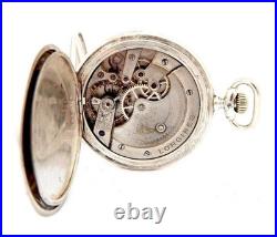 Pocket Watch LONGINES Hunter Dial Porcelain Case Silver 51mm Circa 1925 Working