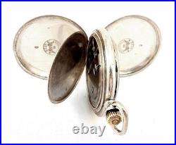 Pocket Watch LONGINES Hunter Dial Porcelain Case Silver 51mm Circa 1925 Working