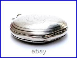 Pocket Watch LONGINES Hunter Dial Porcelain Case Silver 52mm Circa 1900 Working