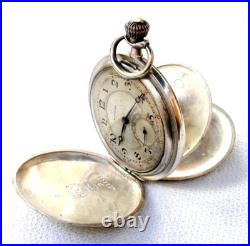 Pocket Watch LONGINES Hunter Grand Prix Cal 18.26 Case Silver 48mm Working