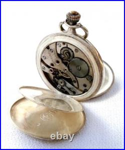 Pocket Watch LONGINES Hunter Grand Prix Cal 18.26 Case Silver 48mm Working