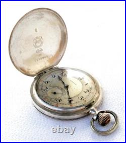 Pocket Watch LONGINES Hunter Grand Prix Cal 18.26 Case Silver 48mm Working