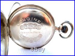 Pocket Watch LONGINES Hunter Grand Prix Cal 18.26 Case Silver 48mm Working
