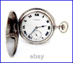 Pocket Watch LONGINES Hunter Grands Prix Cal 18.80 Case Silver 48mm Working 1915