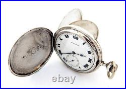 Pocket Watch LONGINES Hunter Grands Prix Cal 18.80 Case Silver 48mm Working 1915