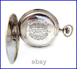 Pocket Watch LONGINES Hunter Grands Prix Cal 18.80 Case Silver 48mm Working 1915