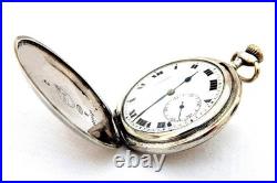 Pocket Watch LONGINES Hunter Grands Prix Cal 18.80 Case Silver 48mm Working 1915