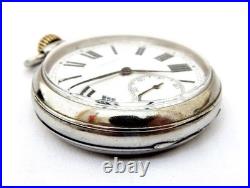 Pocket Watch LONGINES Open Face Cal 20.52 Case Steel Huge 55mm 1905c Working