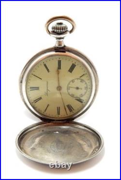 Pocket Watch LONGUEVE Hunter Hand Winding Circa 1910 Case Silver 50mm Working