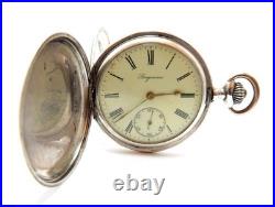 Pocket Watch LONGUEVE Hunter Hand Winding Circa 1910 Case Silver 50mm Working