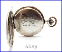 Pocket Watch LONGUEVE Hunter Hand Winding Circa 1910 Case Silver 50mm Working