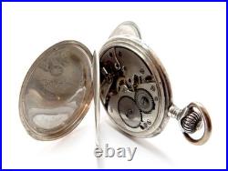 Pocket Watch LONGUEVE Hunter Hand Winding Circa 1910 Case Silver 50mm Working